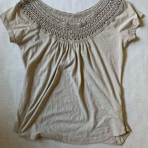 Prana Nelly Tee Crochet Lace Short Sleeve T-Shirt Size Small
